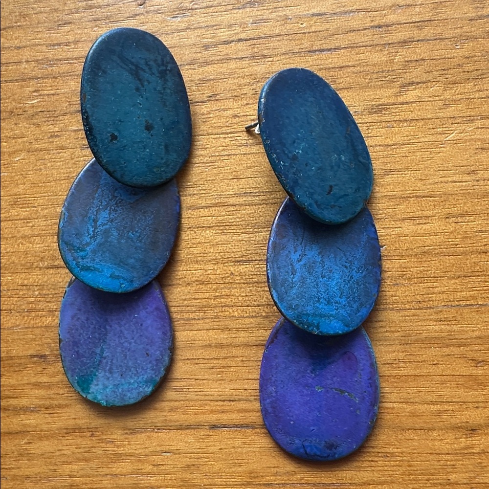 Robert Lee Morris Stone Blue and Purple Dangle Earrings.